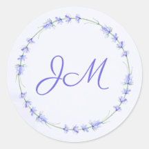 Lavanda Floral Wreath Monogramas Vinhetas de Casam