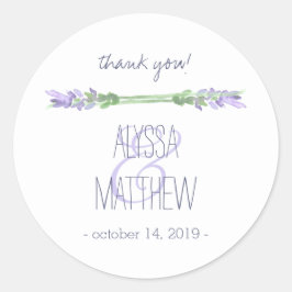 Adesivo Lavanda Francesa de Aquarela no Casamento Branco