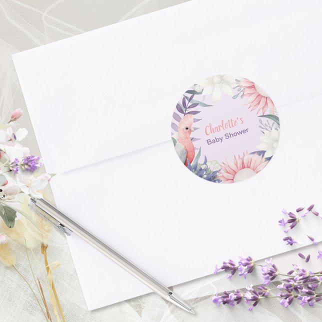 Adesivo Lavanda Inchada Chá de fraldas Floral (Enchanted Lavender Floral Baby Shower Stickers ©Susanne Sachers - Sunny Mind 🌞)