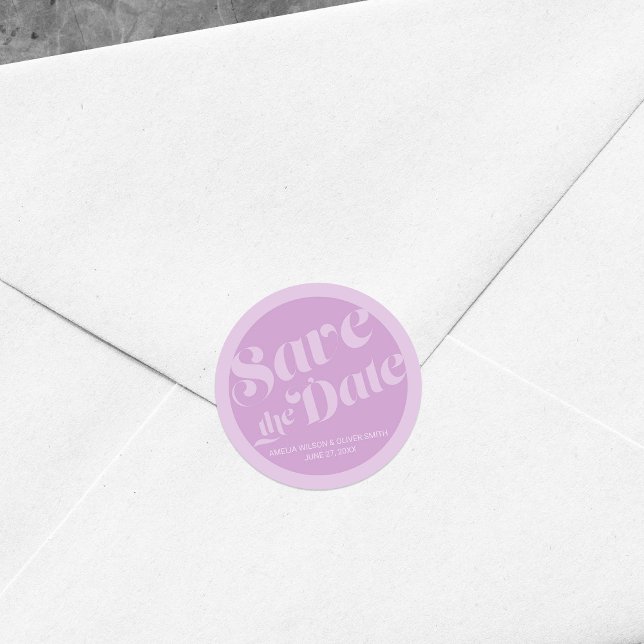 Adesivo Lavanda Lilac Flourish Typografia Salvar Data (Criador carregado)