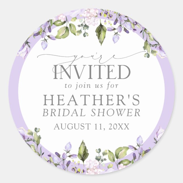 Adesivo Lavanda Lilaca Elegante Chá Floral de Aquarela (Frente)