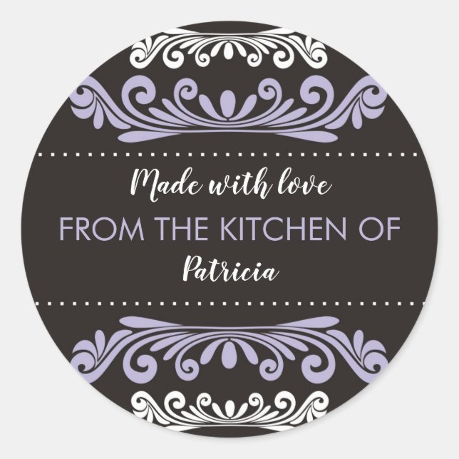 Adesivo Lavanda Preta Feita Com Amor Da Cozinha De (Frente)