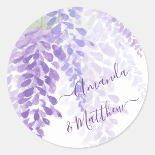Adesivo Lavanda Purple Watercolor Wisteria Blooms Casament