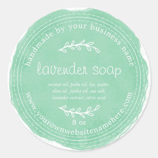 Adesivo Lavanda Russo de Sabão Feito À Mão Verde (Frente)