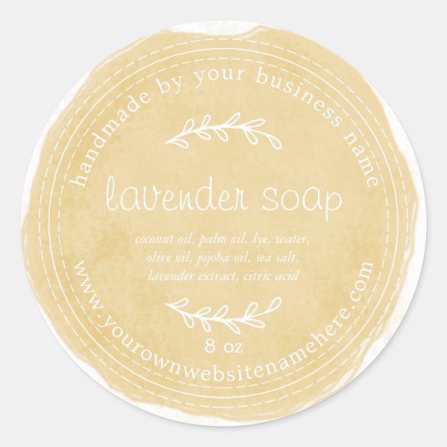 Adesivo Lavanda Russo Feita à Mão Sabor Aquarela Amarelo (Frente)