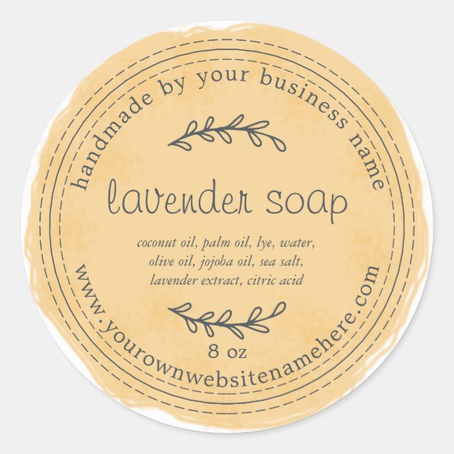 Adesivo Lavanda Russo Feita à Mão Sabor Aquarela Amarelo (Frente)