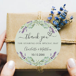 Adesivo Lavanda sábio, obrigado de casamento verde