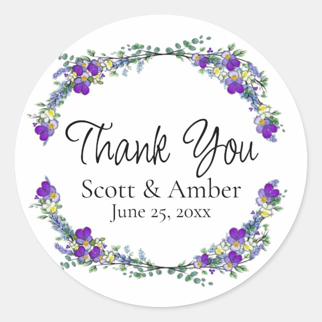 Adesivo Lavanda violeta de aquarela púrpura Eucalyptus (Frente)