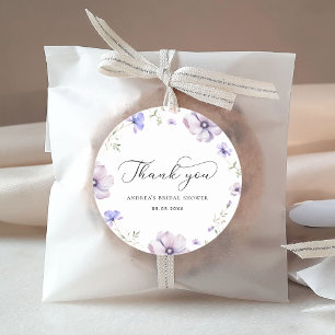 Adesivo Lavanda Violeta Floral Chuveiro de Noiva Obrigado