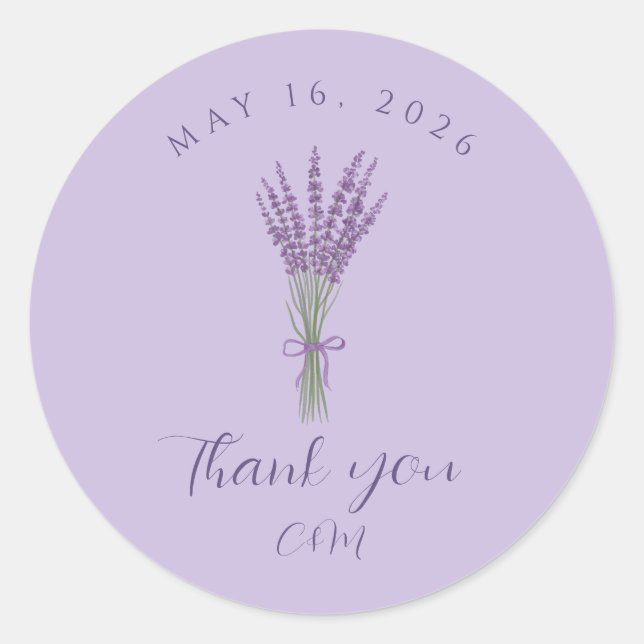 Adesivo Lavanda Wedding Obrigado (Frente)