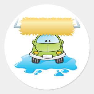 Adesivo Lavar Carro Desenho Animado Verde Feliz Carrinho