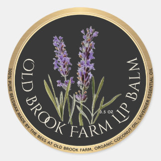 Adesivo Lavender Beeswax Lip Balm Classic Round Sticker