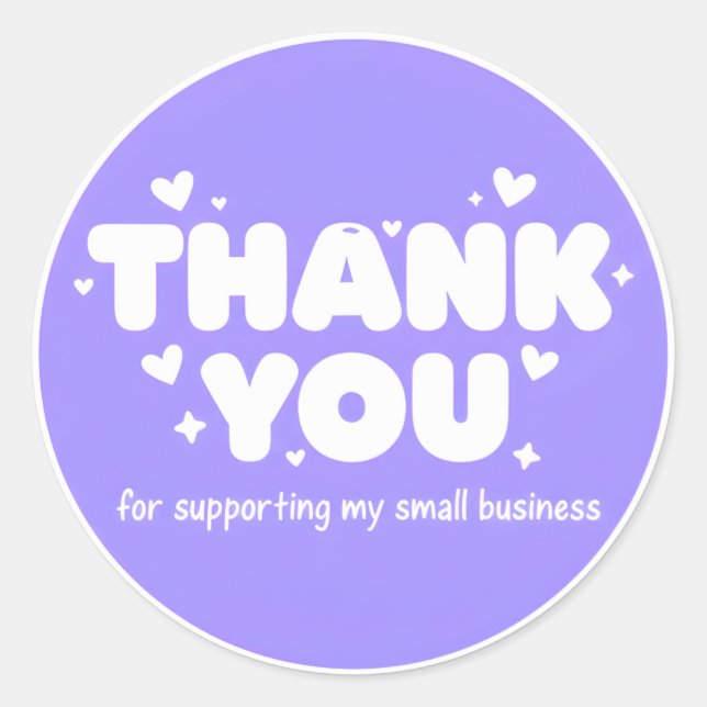 Adesivo Lavender Hearts Thank You Business Sticker  (Frente)
