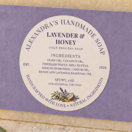 Adesivo Lavender Honey Handmade Soap Ingredients