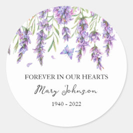 Adesivo Lavender Memorial Funeral Classic Round Sticker