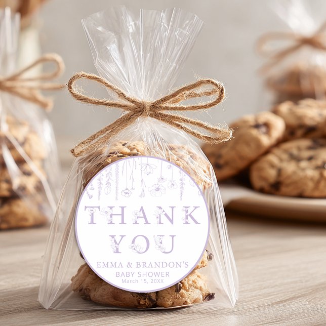 Adesivo Lavender Wildflower Baby Shower Thank You Stickers (Criador carregado)