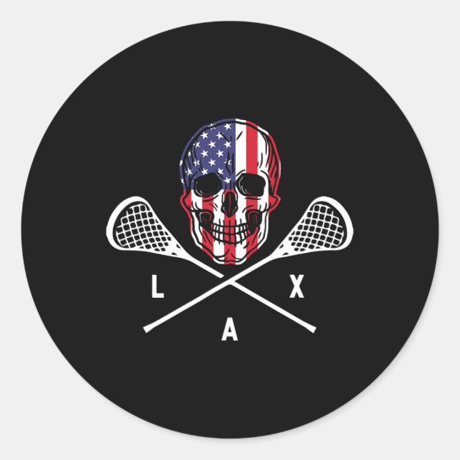 Adesivo Lax Skeleton U Flag Player Lacrosse (Frente)