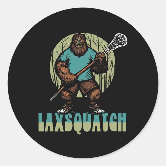 Adesivo Laxsquatch! Jogador de Lacrosse Bigfoot Sasquatc (Frente)