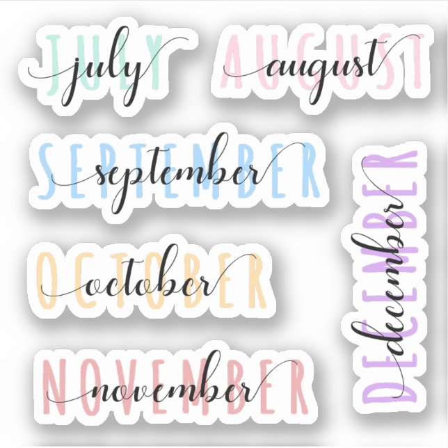 Adesivo Layered Month Name Headers 2nd Half (July to Dec) (Frente)