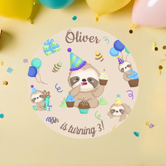 Adesivo Lazy Day Cute Sloth Birthday Party