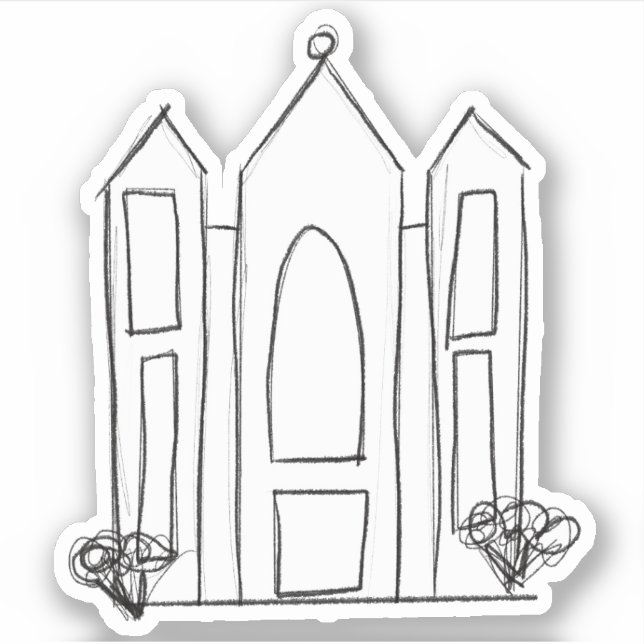 Adesivo LDS Salt Lake City Temple esboço crianças mórmon (Frente)