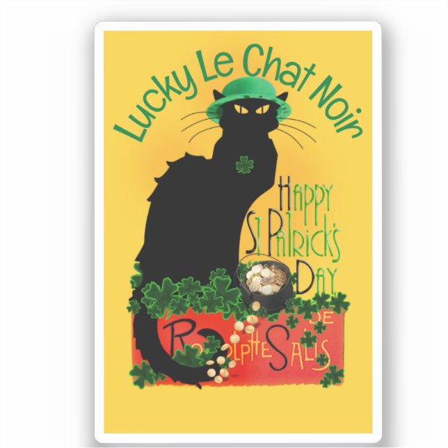 Adesivo Le Chat Noir Clover St. Patrick's Day (Frente)