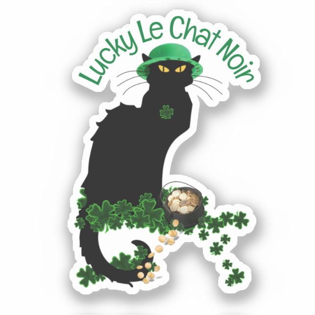 Adesivo Le Chat Noir Clover St. Patrick's Day (Frente)