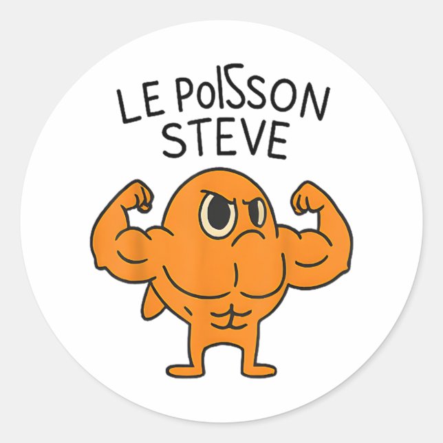 Adesivo Le Poisson Steve Funny Muscular Fish Cartoon (Frente)