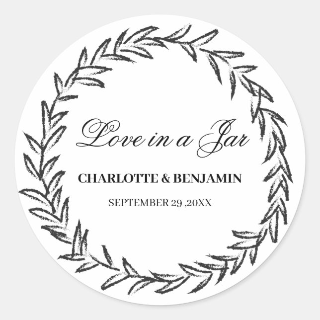 Adesivo Leaf Wreath Simple Mason Jar Wedding Labs Favorito (Frente)