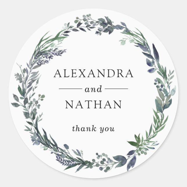 Adesivo Leafy Watercolor Wreath | Casamento (Frente)