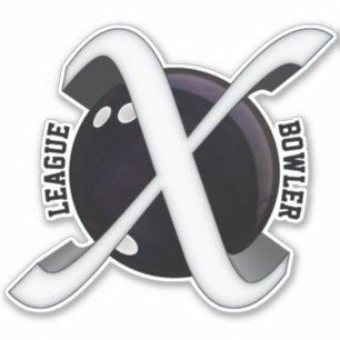 Adesivo League Bowler, Bola de boliche com gráficos X, Vin