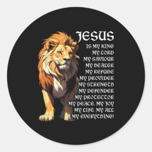 Adesivo Leão Cristão Jesus É Meu Rei, Deus, Senhor, E Sa