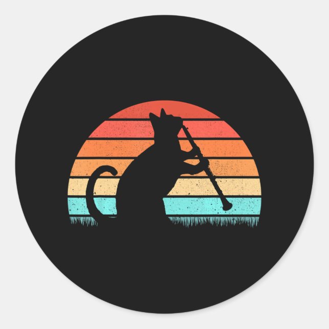 Adesivo Leão de Música Clarinet Retro Clarinetista (Frente)