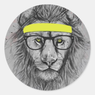 Adesivo leão do hipster