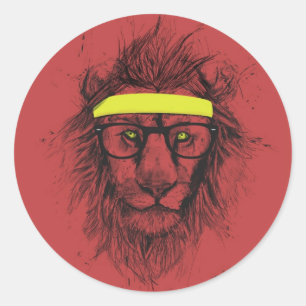 Adesivo leão do hipster (vermelho)