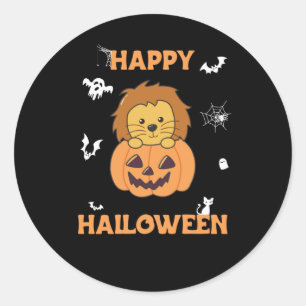 Adesivo Leão Em Pumpkin Leões Doce Feliz Dia das Bruxas