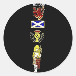 Adesivo Leão escocês, Thistle, Flag e Piper em Tartan