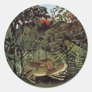 Adesivo Leão Faminto de Henri Rousseau, Animal Selvagem Vi