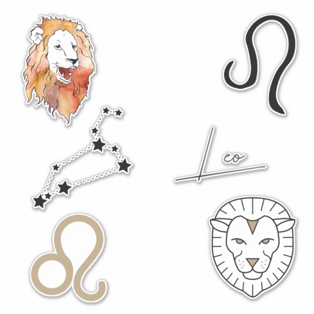 Adesivo Leão, o aniversário do Lion zodiac, astrologia neg (Frente)