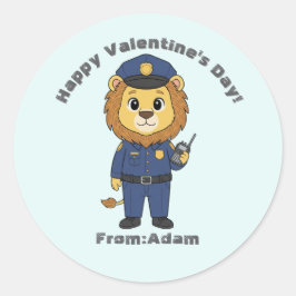 Adesivo Leão policial fofo de São Valentim