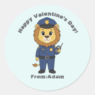 Adesivo Leão policial fofo de São Valentim