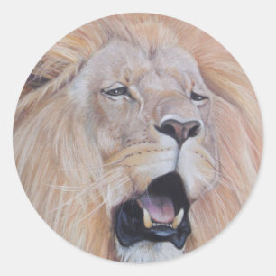 Adesivo leão que ruje a arte do realista dos animais