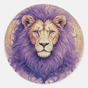 Adesivo Leão Real Mane Cósmico Roxo Fantasia Presente