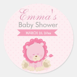 Adesivo Leão sonolento do rosa do safari do bebê -