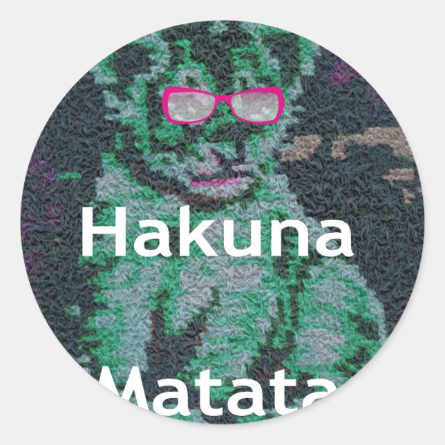 Adesivo Leão Verde com Óculos Rosa "Hakuna Matata" Arte (Frente)