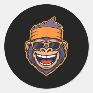 Adesivo Legal Ape Gorilla Head Macaco Funky Retro Bandana