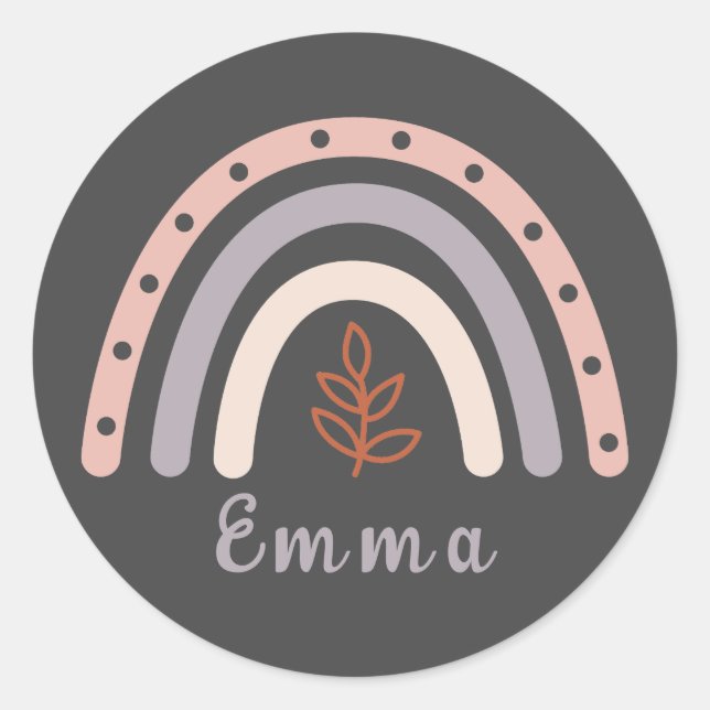 Adesivo Legal Arco-íris Boho com Nome Personalizado (Frente)