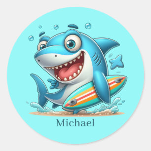 Adesivo Legal Beach shark amantes surfando nome