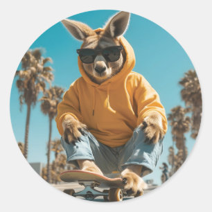Adesivo Legal canguru em óculos escuros em skate