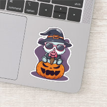Legal Cartoon Panda Sentado No Pumpkin Sticker